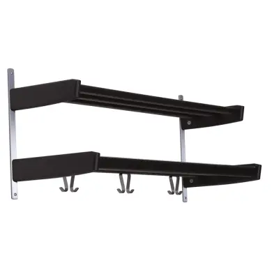 FURBO Meja dubbel hatthylla, w. 2 hyllor och 6 krokar - ek och stål