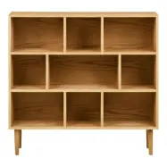 HOUSE NORDIC Oshawa bokhylla, 9 fack - naturfärgad ekfaner och ek