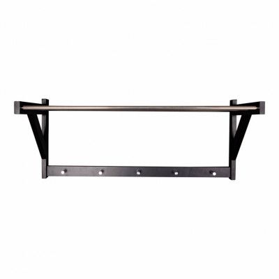 HOUSE NORDIC Padova hatthylla, med 5 krokar - svart poppelträ och stål