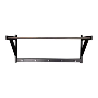 HOUSE NORDIC Padova hatthylla, med 5 krokar - svart poppelträ och stål