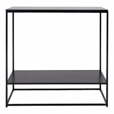 HOUSE NORDIC rektangulärt Vita konsolbord, med hylla - svart melamin och stål (80x36)