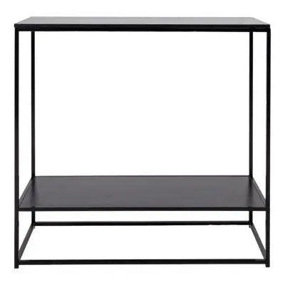 HOUSE NORDIC rektangulärt Vita konsolbord, med hylla - svart melamin och stål (80x36)