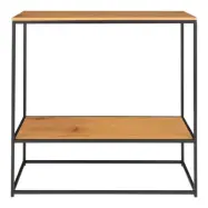 HOUSE NORDIC Vita konsolbord, med hylla - naturlig melamin och svart stål (80x36)