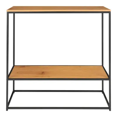 HOUSE NORDIC Vita konsolbord, med hylla - naturlig melamin och svart stål (80x36)