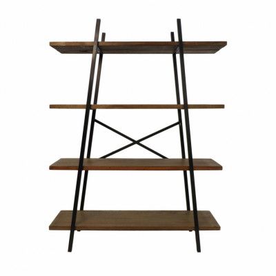 HSM COLLECTION hylla, w. 4 hyllor - naturligt återvunnet Java-trä och svart järn