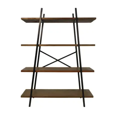 HSM COLLECTION hylla, w. 4 hyllor - naturligt återvunnet Java-trä och svart järn