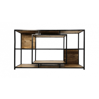 HSM COLLECTION Levels Bokhylla - Naturligt Mangoträ och Svart Järn