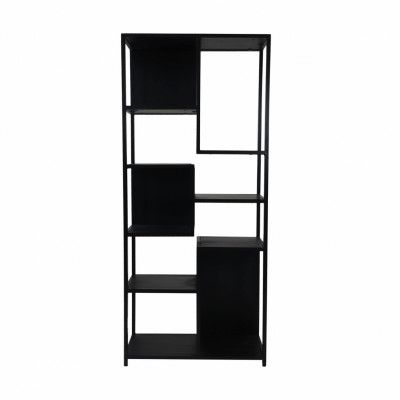 HSM COLLECTION Levels Bokhylla - Svart Mangoträ och Svart Järn