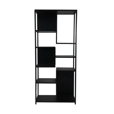 HSM COLLECTION Levels Bokhylla - Svart Mangoträ och Svart Järn