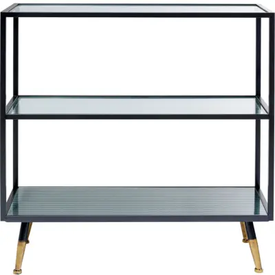 KARE DESIGN La Gomera bokhylla, med 3 hyllor - klart glas och stål