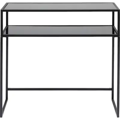 KARE DESIGN Loft konsolbord, w. 1 hylla - glas och svart stål (85x30)
