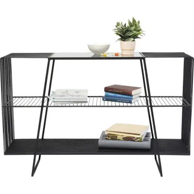 KARE DESIGN Mesh Bokhylla - Svart Stål / Färgat Glas, med 2 Hyllor