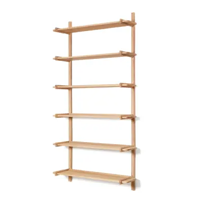 KAVE HOME Sitra modulhylla, 6 hyllplan i massiv ek i naturlig finish, 110 cm, FSC Mix Credit