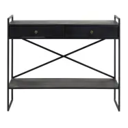 KILROY INDBO Alma konsolbord, w. 1 hylla och 2 l&aring;dor - svart j&auml;rn