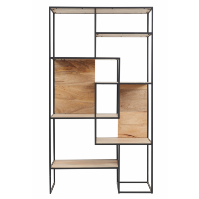 KILROY INDBO Tessa #7485 bokhylla, rektangulär - naturligt mangoträ och järn