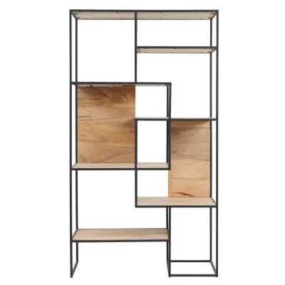 KILROY INDBO Tessa #7485 bokhylla, rektangulär - naturligt mangoträ och järn