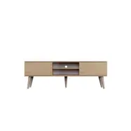 KOCOT RTV Toronto TV-bord, m. 2 dörrar och 1 hylla - naturfärgad fanér och natur bokträ (160x35)