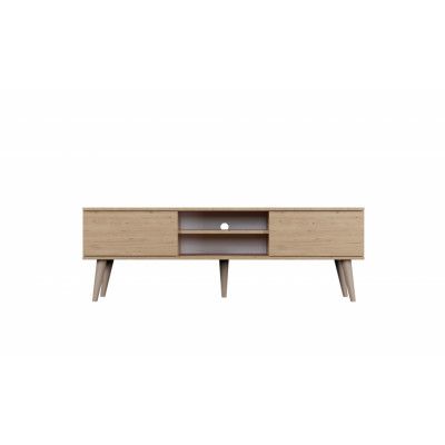 KOCOT RTV Toronto TV-bord, m. 2 dörrar och 1 hylla - naturfärgad fanér och natur bokträ (160x35)