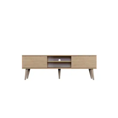 KOCOT RTV Toronto TV-bord, m. 2 dörrar och 1 hylla - naturfärgad fanér och natur bokträ (160x35)