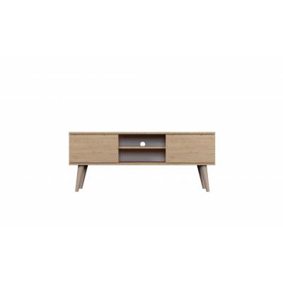 KOCOT RTV Toronto TV-bord, m. 2 dörrar och 1 hylla - naturfärgad fanér och natur bokträ (120x35)