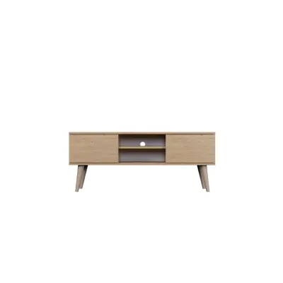 KOCOT RTV Toronto TV-bord, m. 2 dörrar och 1 hylla - naturfärgad fanér och natur bokträ (120x35)