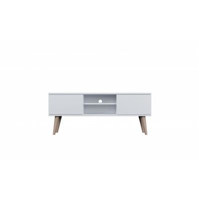 KOCOT RTV Toronto TV-bord, m. 2 dörrar och 1 hylla - vit fanér och natur bokträ (120x35)