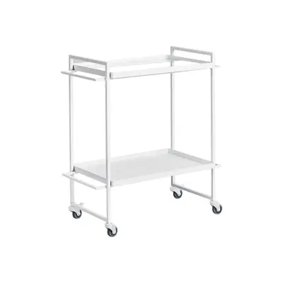 KRISTINA DAM STUDIO Bauhaus Rolling Table, med Hylla - Glas och Vitt Stål