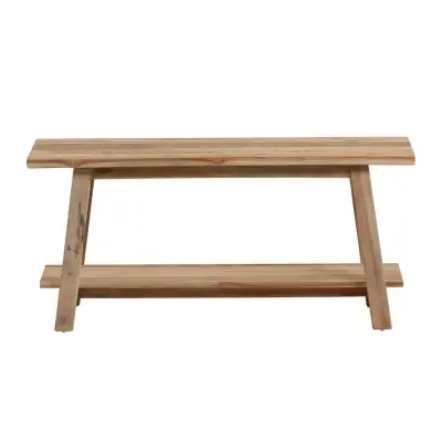 KAVE HOME rektangulär Safara bänk, med hylla - naturligåtervunnen teak (100x32)