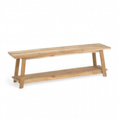 KAVE HOME Safara bänk, med hylla naturligåtervunnen teak (150x32)