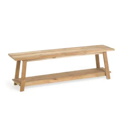 KAVE HOME Safara bänk, med hylla naturligåtervunnen teak (150x32)