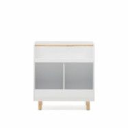 KAVE HOME Serwa bokhylla i vit MDF med ben och stång i massiv furu