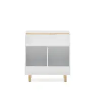 KAVE HOME Serwa bokhylla i vit MDF med ben och stång i massiv furu