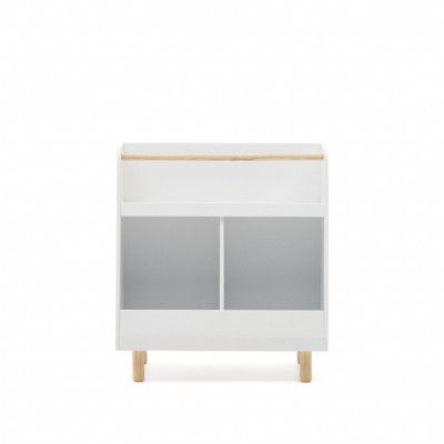 KAVE HOME Serwa bokhylla i vit MDF med ben och stång i massiv furu