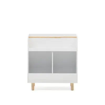 KAVE HOME Serwa bokhylla i vit MDF med ben och stång i massiv furu