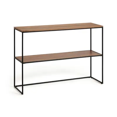 KAVE HOME Yoana konsolbord, w. 1 hylla - brun valnötsfinish och svart järn (120x30)