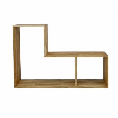 NOCNOI Puzzle asymmetrisk bokhylla, med 2 fack - massiv oljad ek (70x104)