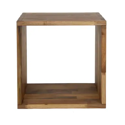 NOCNOI Puzzle fyrkantig bokhylla, med 1 fack - massivt oljat valnötsträ, för vägg/golv (36x36)