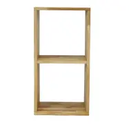 NOCNOI Puzzle rektangulär bokhylla, med 2 fack - massiv oljad ek, för vägg/golv (70x36)