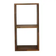 NOCNOI Puzzle rektangulär bokhylla, med 2 fack - massiv oljad valnöt, för vägg / golv (70x36)