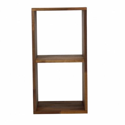 NOCNOI Puzzle rektangulär bokhylla, med 2 fack - massiv oljad valnöt, för vägg / golv (70x36)