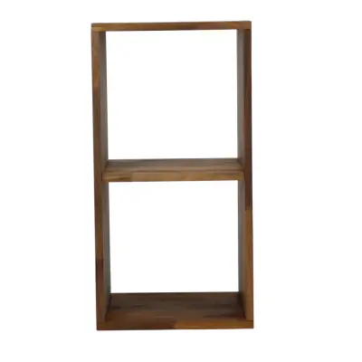 NOCNOI Puzzle rektangulär bokhylla, med 2 fack - massiv oljad valnöt, för vägg / golv (70x36)