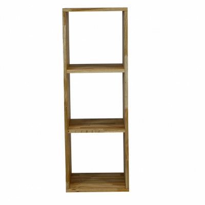 NOCNOI Puzzle rektangulär bokhylla, med 3 fack - massiv oljad ek, för vägg/golv (104x36)