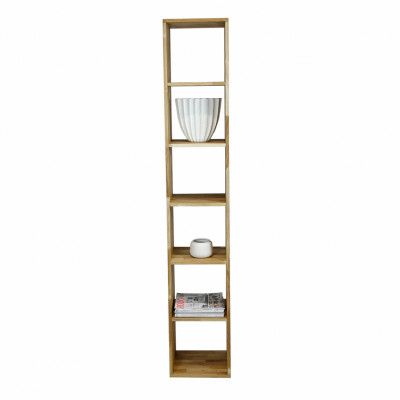 NocNoi Puzzle Rektangulär Bokhylla, med 6 Fack - Massiv Oljad Ek (207 x 36 cm)