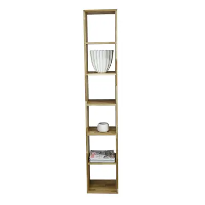 NocNoi Puzzle Rektangulär Bokhylla, med 6 Fack - Massiv Oljad Ek (207 x 36 cm)