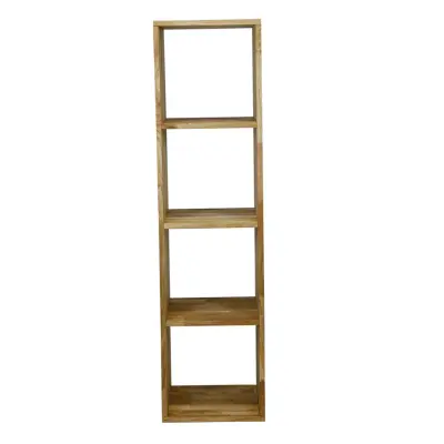 NOCNOI Puzzlel rektangulär bokhylla, med 4 fack - massiv oljad ek (139x36)