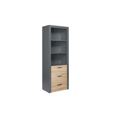 NORDIC LIVING COLLECTION Corbeto Artisan fristående hylla / antracit med 3 fack och 3 lådor