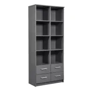 NORDIC LIVING COLLECTION Elenzio bokhylla, med 6 hyllor och 4 lådor - grafitgrå melamin