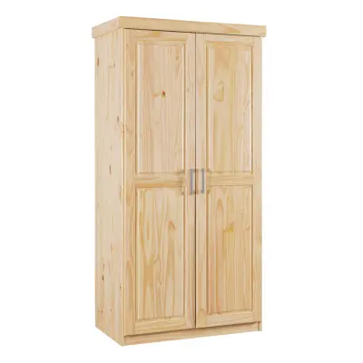 NORDIC LIVING COLLECTION Leon skåp med 2 dörrar i massiv furu med 1 stort fack med klädstång, 1 hatthylla och PVC-handtag