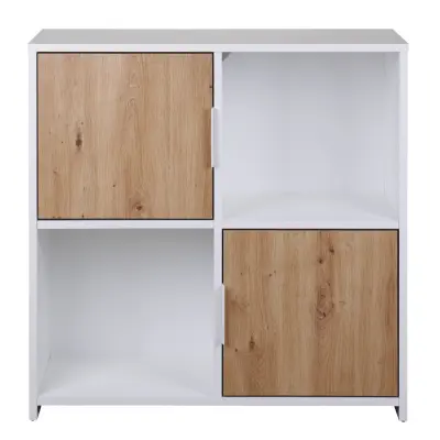 NORDIC LIVING COLLECTION Pepeto 2T fristående hylla i handgjord ek/vit med 2 fack och 2 dörrar
