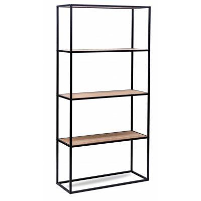 NORDLYS Arne bokhylla, m. 4 hyllor - brunt trä och svart metall